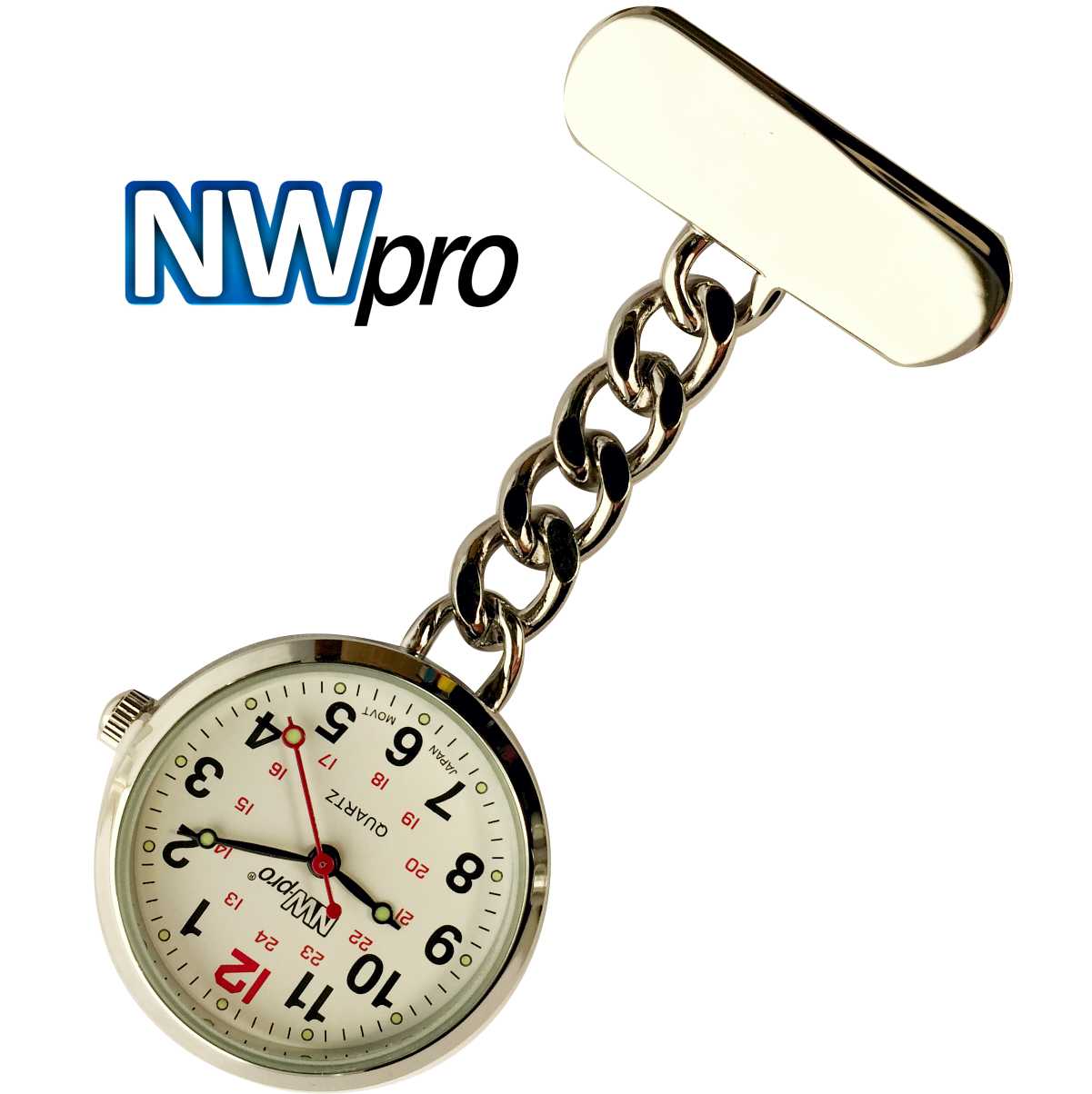 Nurses Pinned Watch - NW•PRO Chain - Silver - White